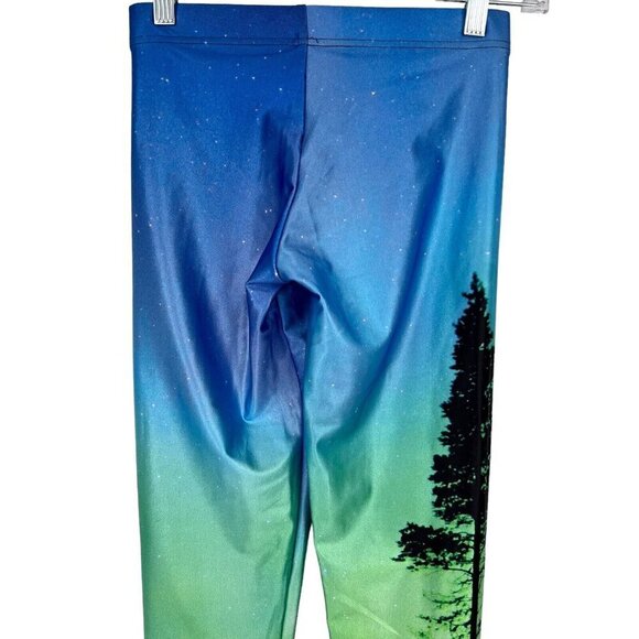 Black Milk Size S Aurora Skye Leggings Aurora Borealis Blue Green Sky Stretch - Picture 8 of 11